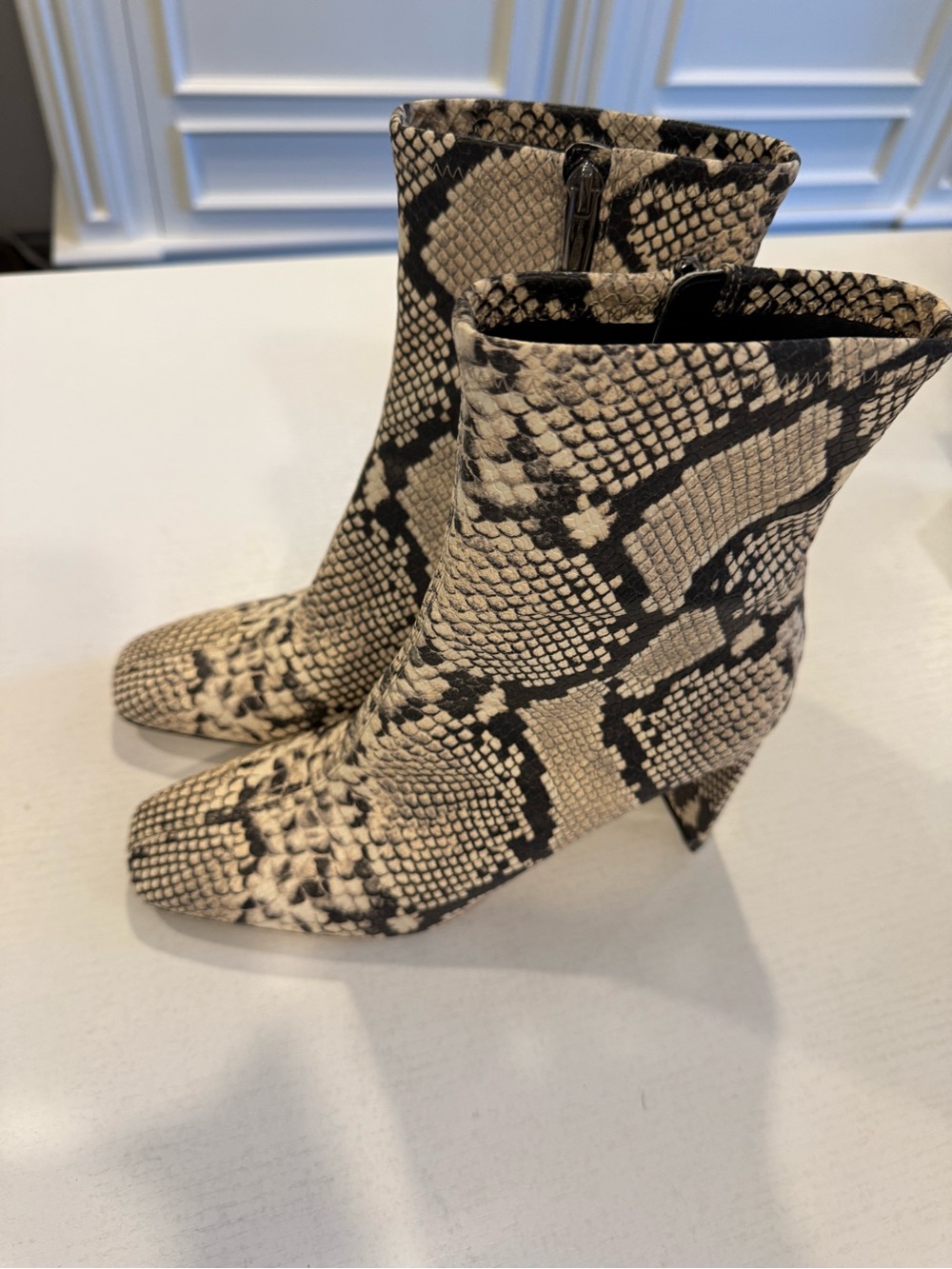 Neutral Snake-Print Women's Ankle Boots - Vince Camuto size 10 womens
